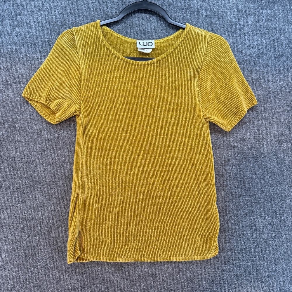 Clio Sweater Womens S Gold Pullover Short Sleeve Soft Old Money Quiet Luxury